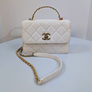 Chanel 19 White Lambskin Small Flap Bag with Pink/Blue Hardware